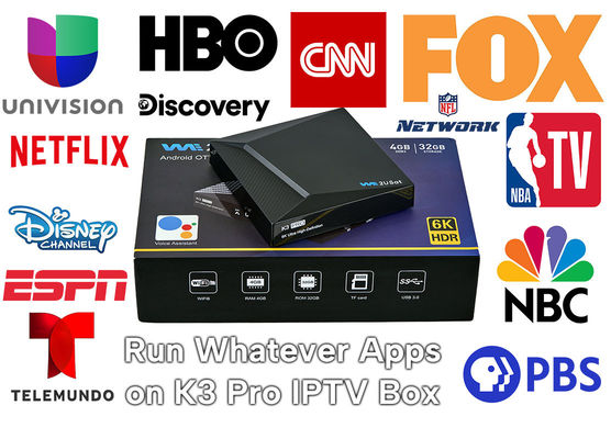 Чёрный Android IPTV Box K3 Pro OTT Streaming Box Пожизненный IPTV Smart Box